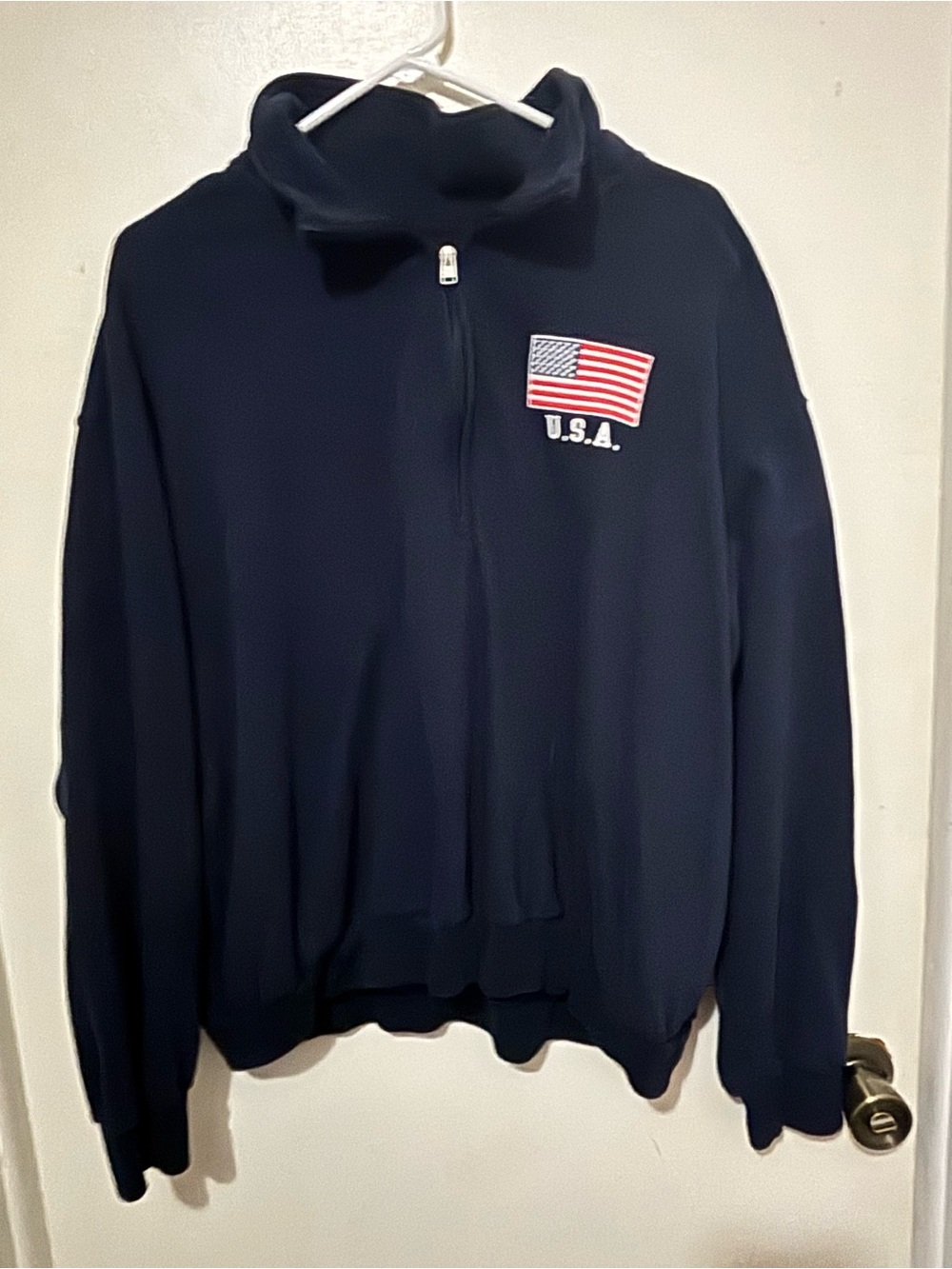 Hollister USA Navy 3 quarter zip Sweater